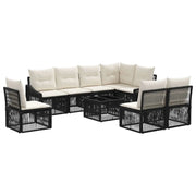 Set Divano da Giardino 9 pcs Nero polyrattan