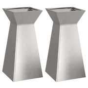 2 pz Fioriere | Cassetta per fiori | Vaso a Pilastro Argento 35 x 35 x 73 cm