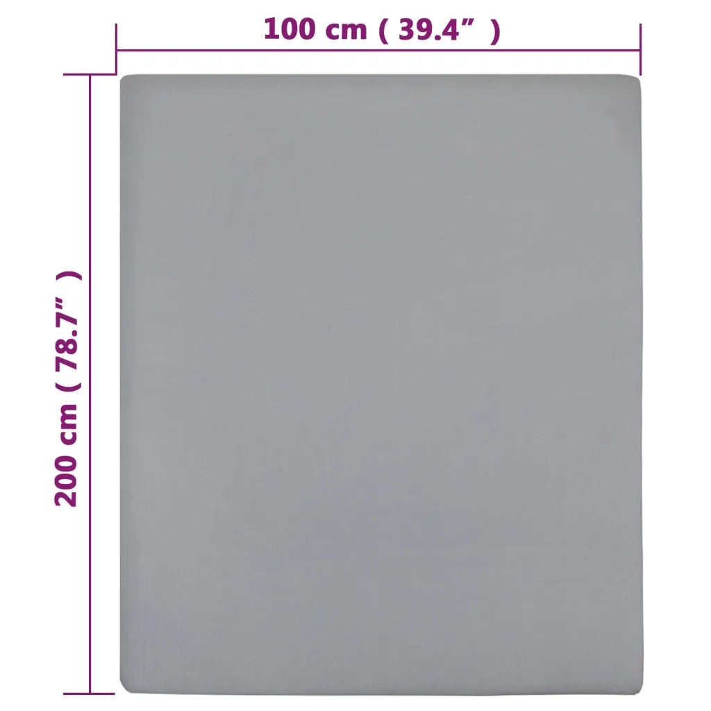 Lenzuola con Angoli Jersey 2 pz Grigio 100x200 cm Cotone CFW4295173