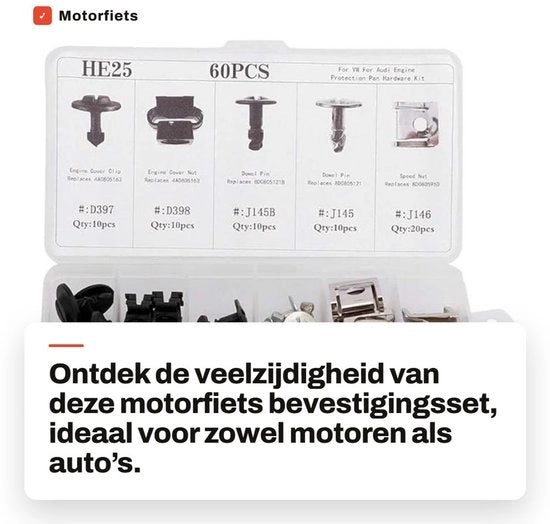 Kit di fissaggio motori 60 pezzi - Hardware - Accessorio per auto - Duraturo - Alta qualità - Adatto per diversi modelli - Fissaggi motori