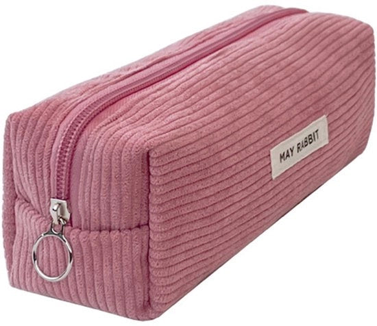 Etui con clip - Borsa per materiali da ufficio - Etui moderno di canapa e tessuto per adolescenti - Etui unisex - Borsa elegante per la scuola (rosa)
