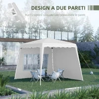 Gazebo da Giardino Pieghevole ad Altezza Regolabile in Acciaio e Tessuto Oxford, 2.4x2.4x2.5m