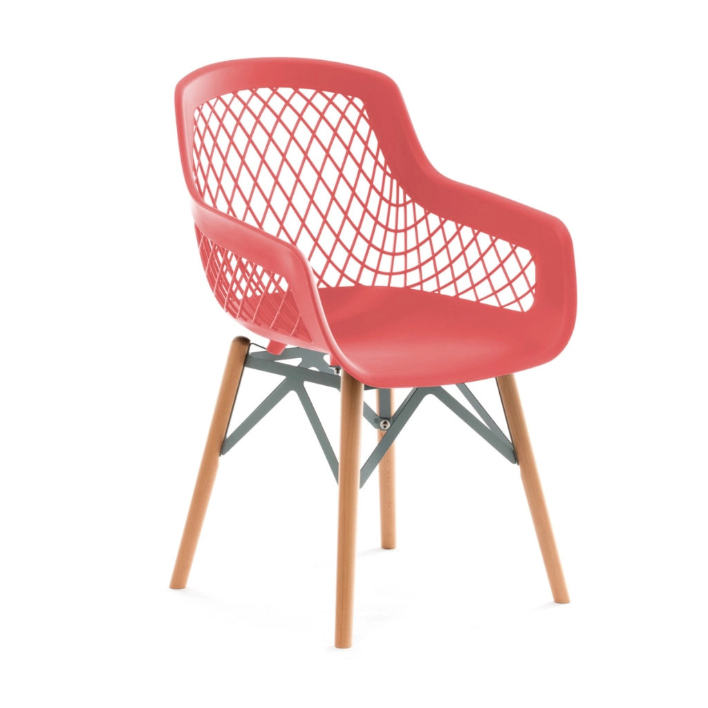 Set di 4 Sedie Minimalist Pure Style in Rosso e Legno