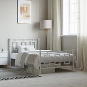 Giroletto con Testiera e Pediera Metallo Bianco 100x200 cmcod mxl 90409