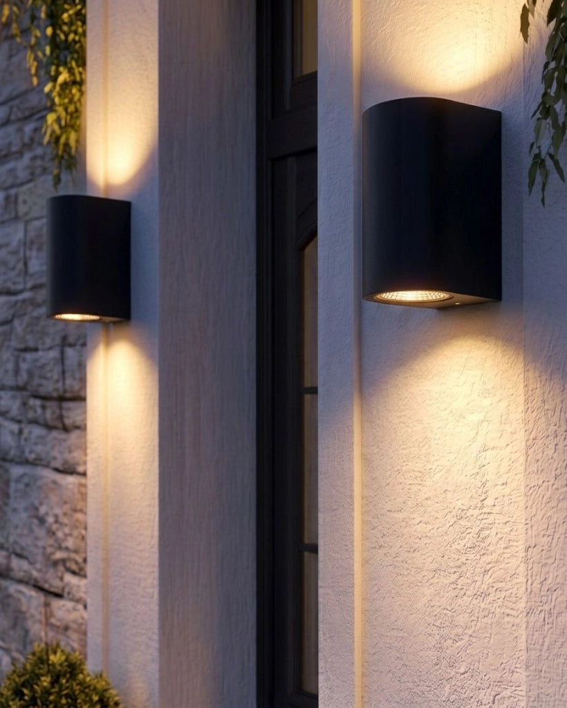 Set di 2 lampade LED da esterno per pareti esterne 21 cm in metallo e alluminio nero design moderno