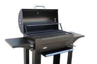 Barbecue a Carbone 140x44x120 cm con 3 Griglie e Coperchio in Acciaio Milano Nero