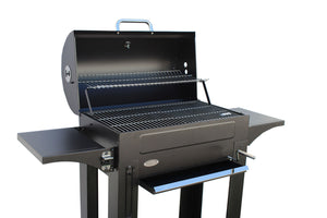 Barbecue a Carbone 140x44x120 cm con 3 Griglie e Coperchio in Acciaio Milano Nero