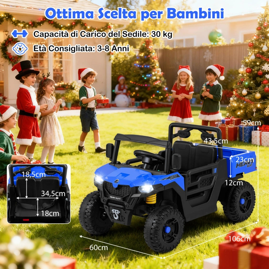 Camion ribaltabile elettrico 12V con telecomando e sospensione a molla, Giocattolo elettrico per bambini da 3 a 8 anni Blu scuro-Macchinine giocattoli
