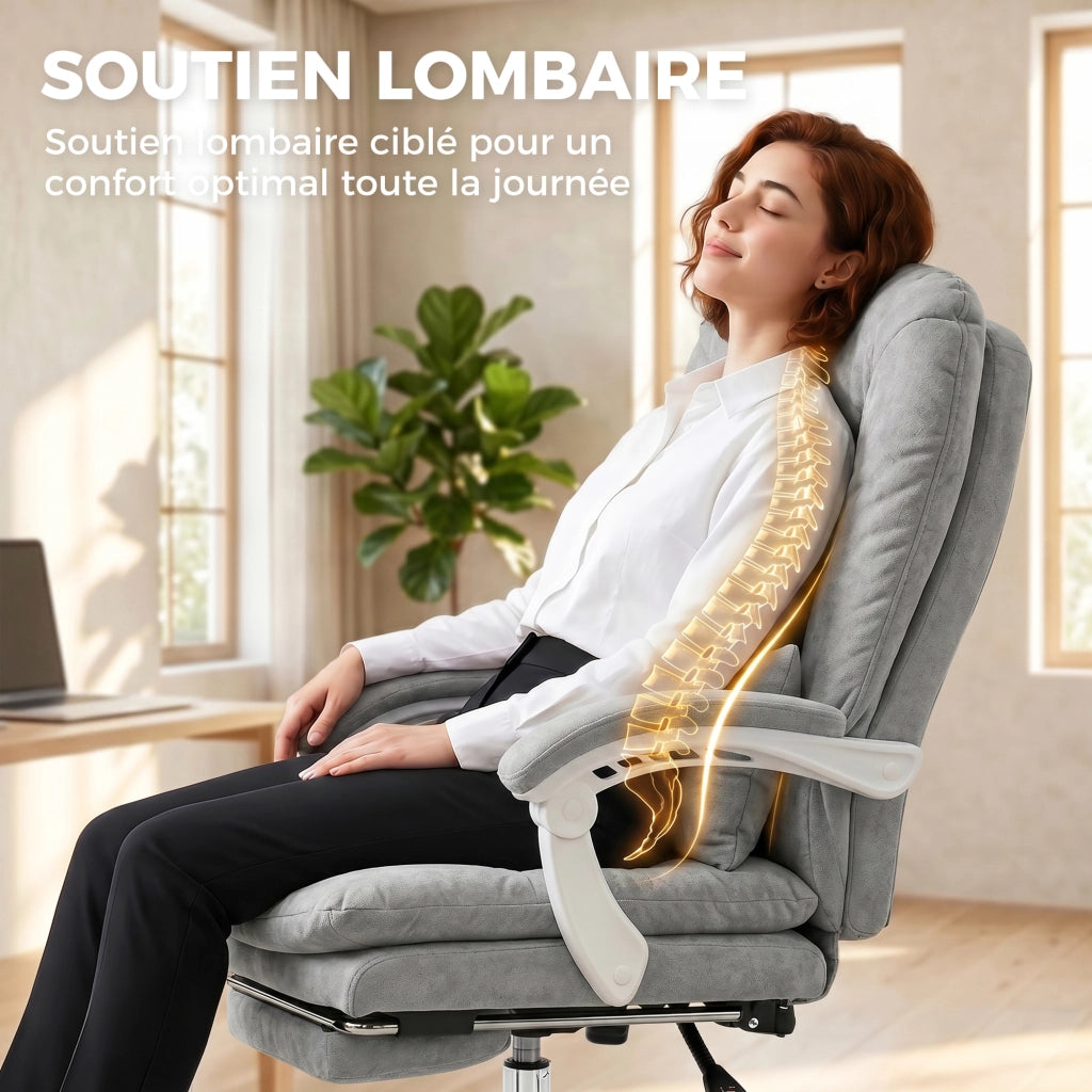 Poltrona da ufficio ergonomica reclinabile in velluto ¨C zephmum ¨C grigio chiaro