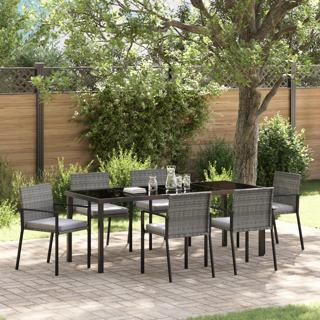 Set da pranzo da giardino da 7 pezzi Grigio Polyrattan