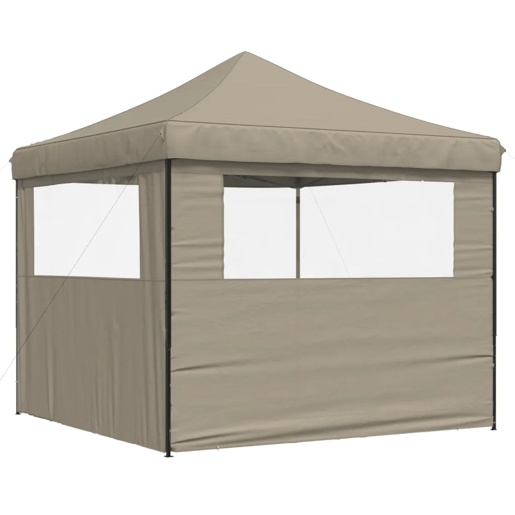 Tendone per Feste Pieghevole Pop-Up con 2 Pareti Tortora 4004923