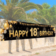 Decorazione di Compleanno - Disegno di Compleanno Felice - Installazione Facile - Adatto per il 18° Compleanno - Realizzato con Poliestere di Alta Qualità - Riciclabile e Flessibile - Bandiera di Compleanno