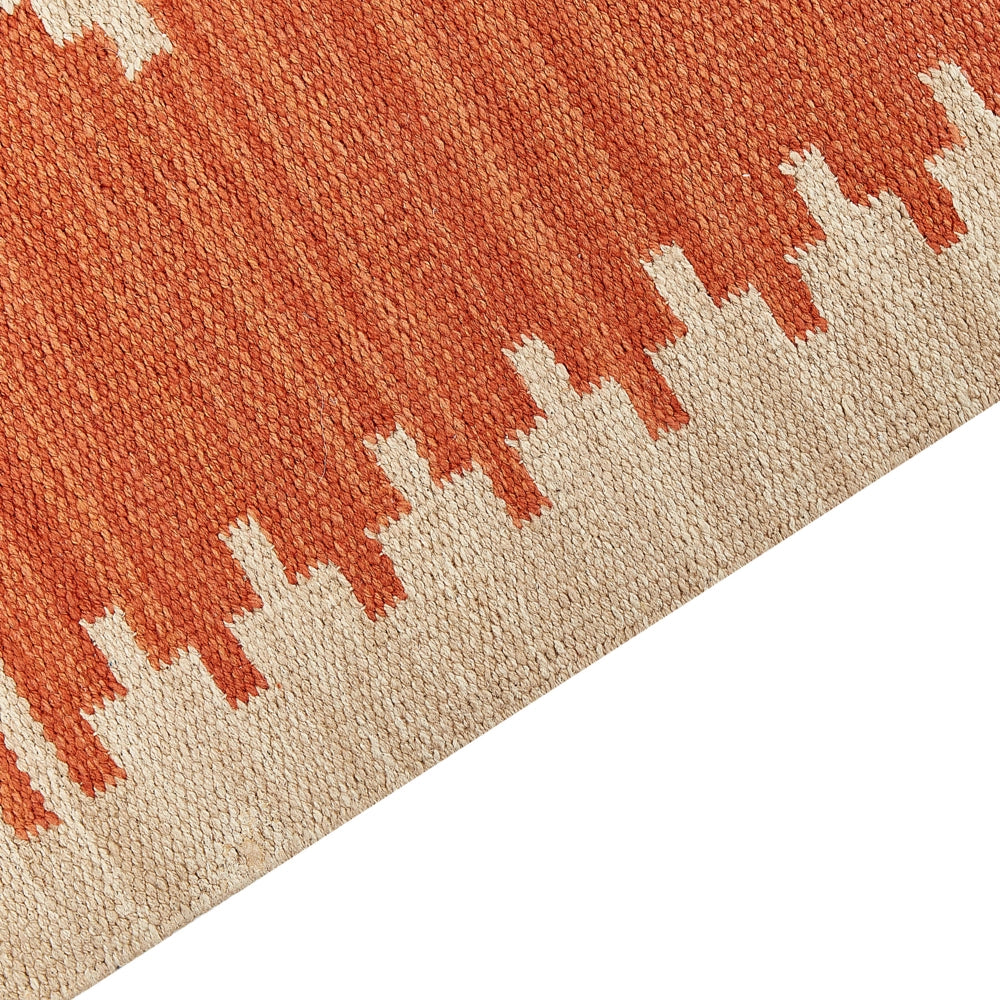 Tappeto Kilim in cotone multicolore 80 x 150 cm con motivo geometrico reversibile e frange Rettangolare Tradizionale