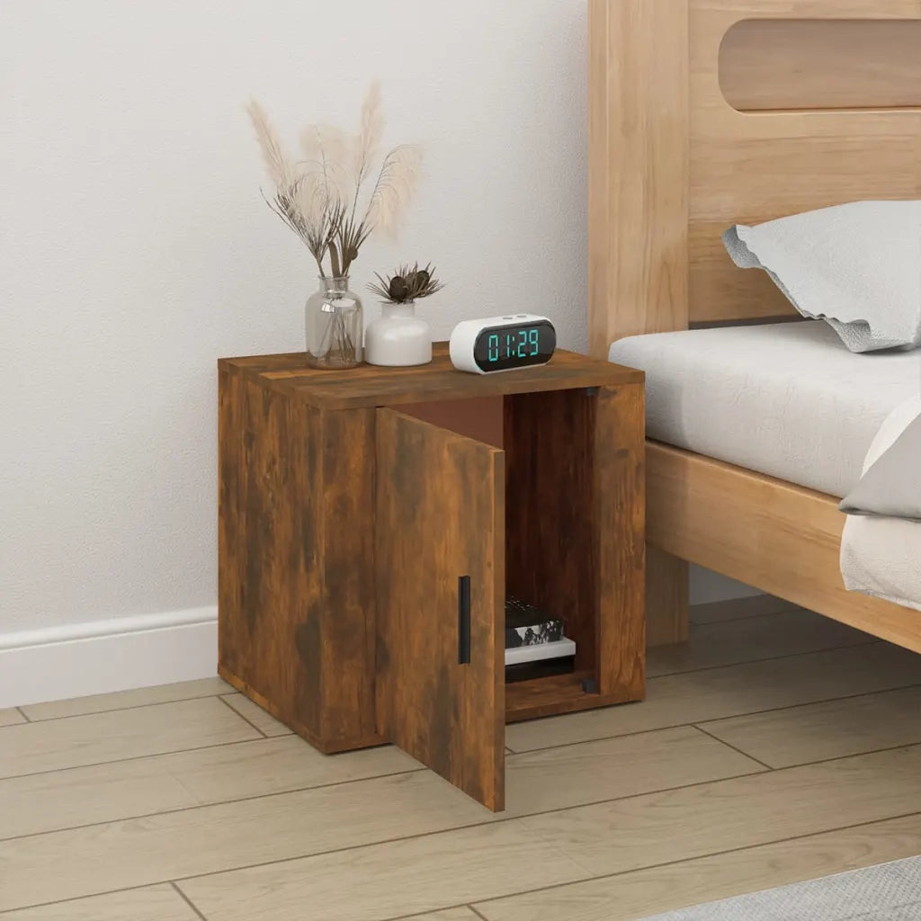 Comodino | Armadio da Notte | Mobiletto da notte Rovere Fumo 50x39x47 cm