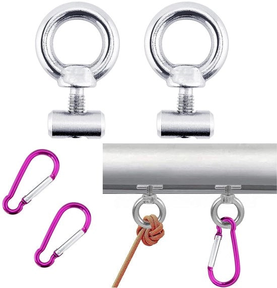 Kit di sostegno cavo completo in acciaio inossidabile 6 mm - inclusa rail di sostegno, elica di sostegno e gancio di fissaggio - completo per uso immediato - gancio di fissaggio per installazione