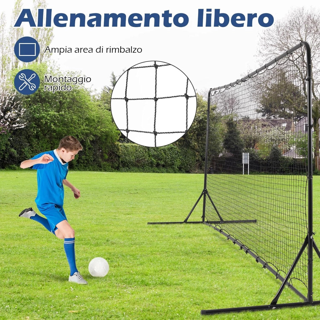 Porta da Calcio Rimbalzanti 372,5 x 182,5 CM, Set di Attrezzature da Calcio con Rete Resistente alle Intemperie, Borsa e 6 Picchetti per Terreno, Cortile e Parco