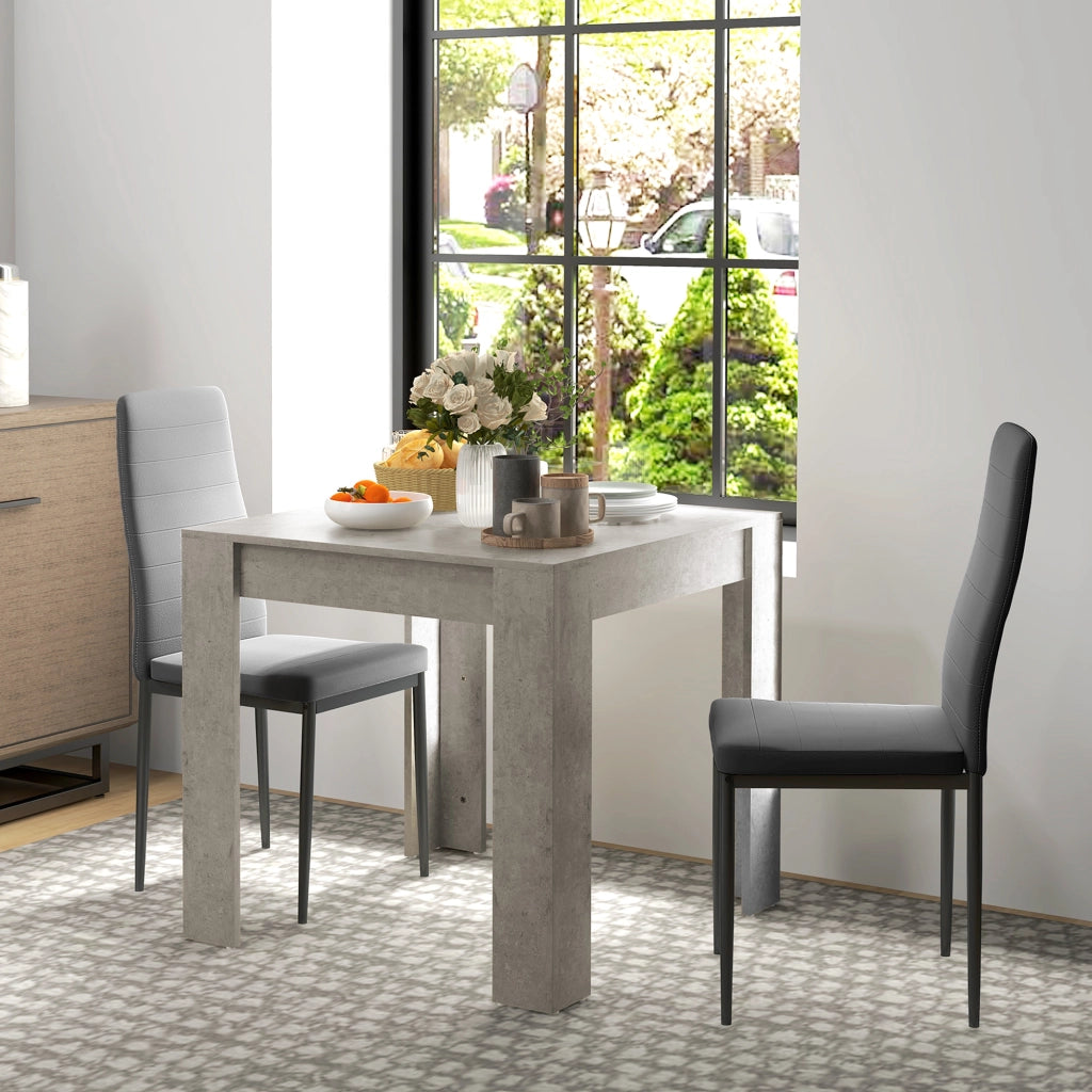 Tavolo da Pranzo con Sedie ¨C zephmum ¨C Grigio, Legno, 80x80x76 cm