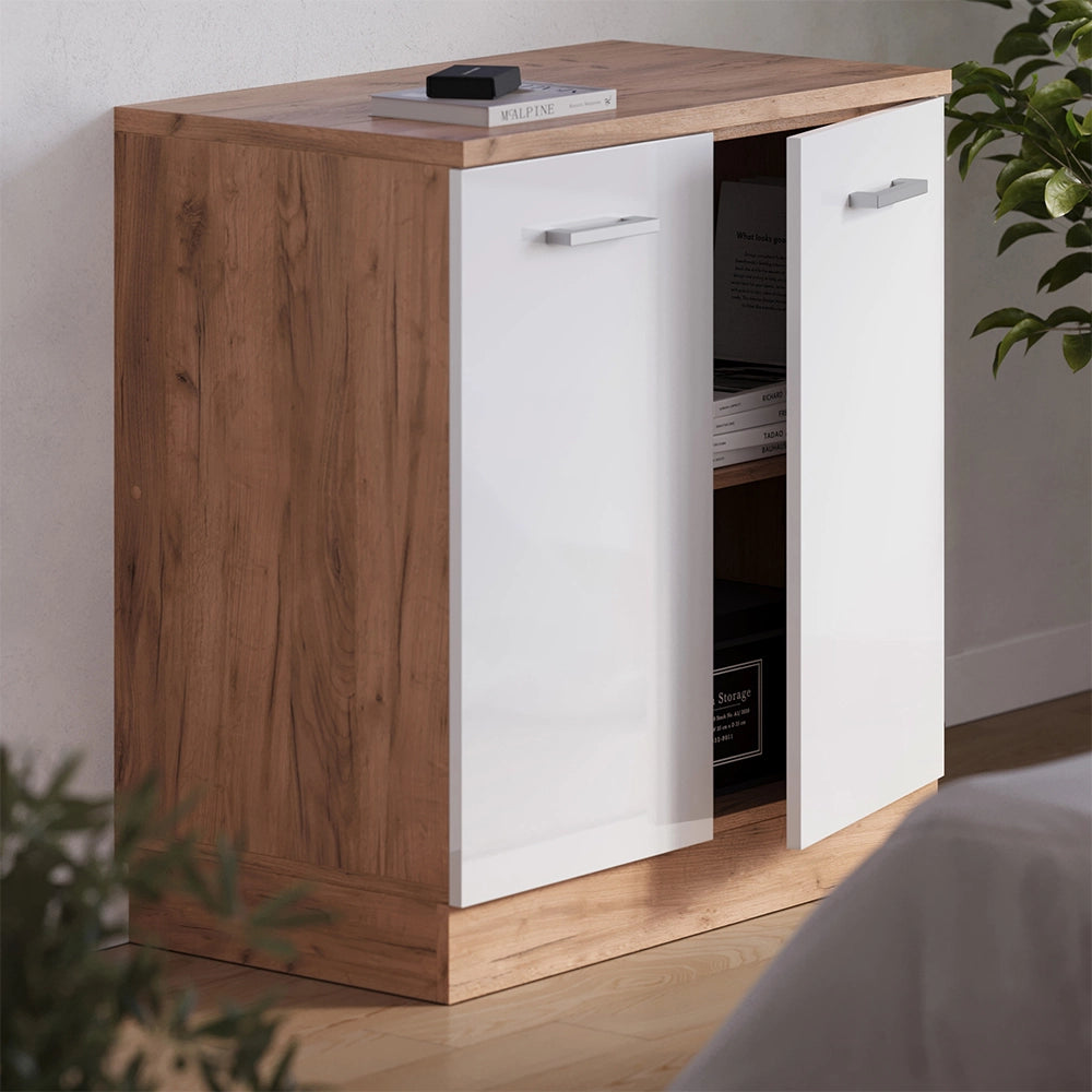 Mobile per mansarda Rion Bianco lucido/Rovere dorato 80 x 83.8 cm senza inclinazione con 2 ante Vicco