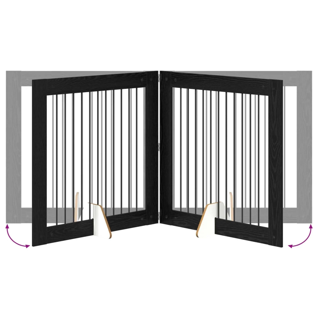 Cancello per cani con supporti 2 pz Rovere Nero 100 x 100 cm CFW5069508