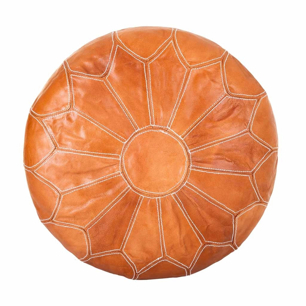 Pouf in pelle arancione 48x48x35h