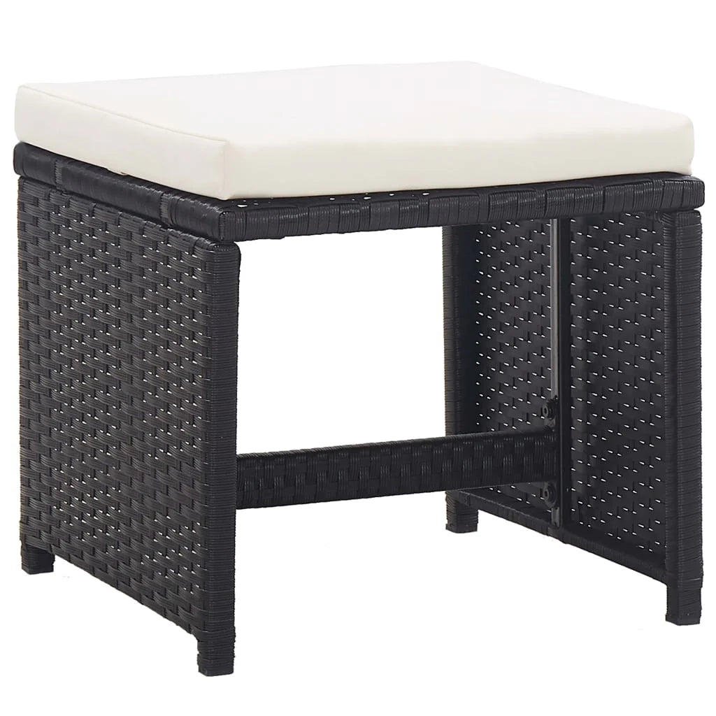 Set di mobili da giardino mobili da esterno set di mobili impilabili da 9 pezzi e cuscino resina intrecciata nera 02_0018331