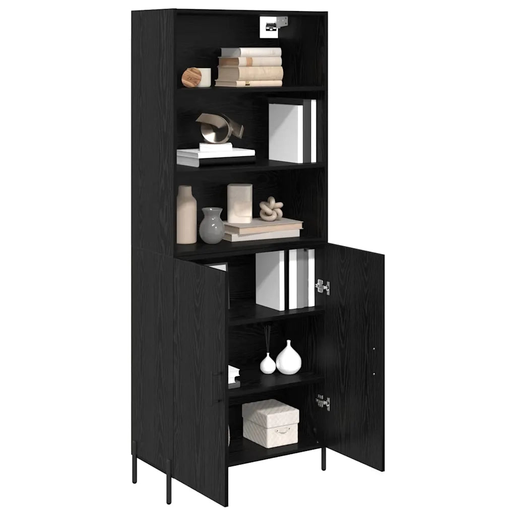 Credenza Rovere Nero 69,5 x 34 x 180 cm Legno multistrato