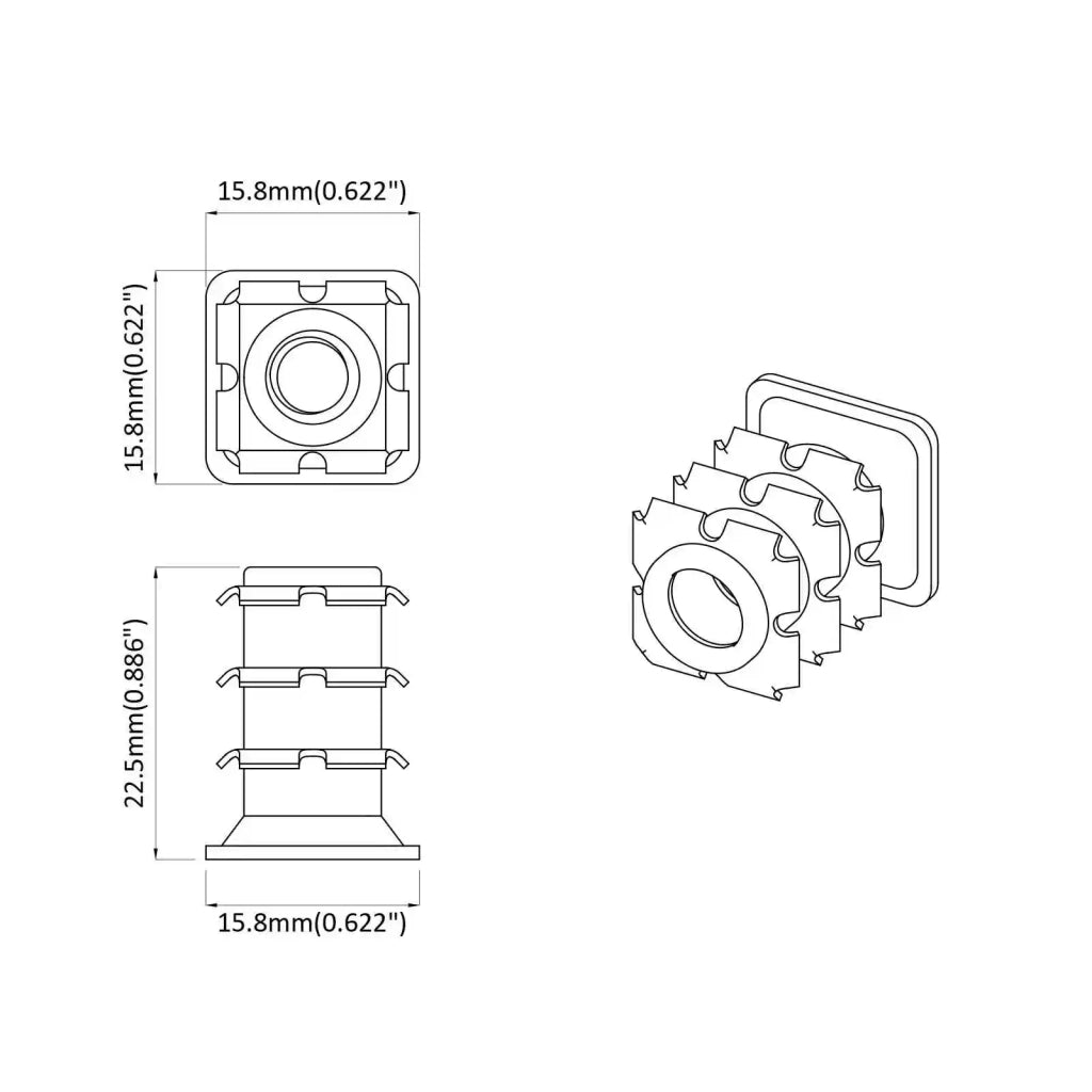 Inserto per tubo filettato 12 pz Nero e Argento CFW9277355
