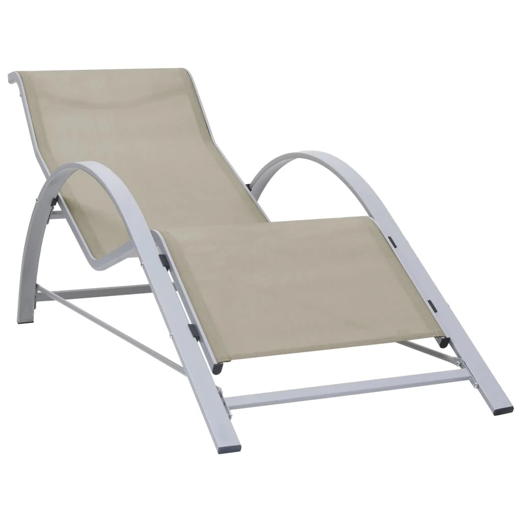 Set di 2 lettini prendisole sedie a sdraio lettini prendisole aiuole da giardino mobili da giardino con tavolo alluminio crema 02_0012073