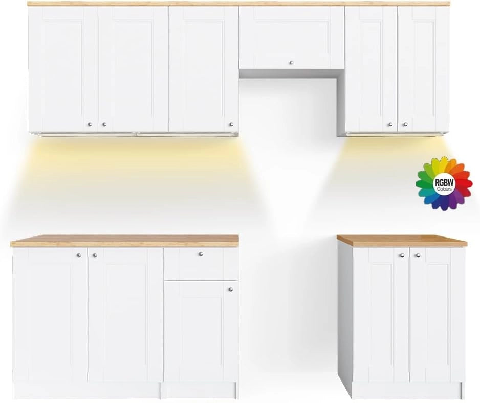 Mobile da cucina Bergamo, Grigio nobile, 240 cm, PL Goldkraft, con moduli posizionabili variabilmente per una personalizzazione individuale