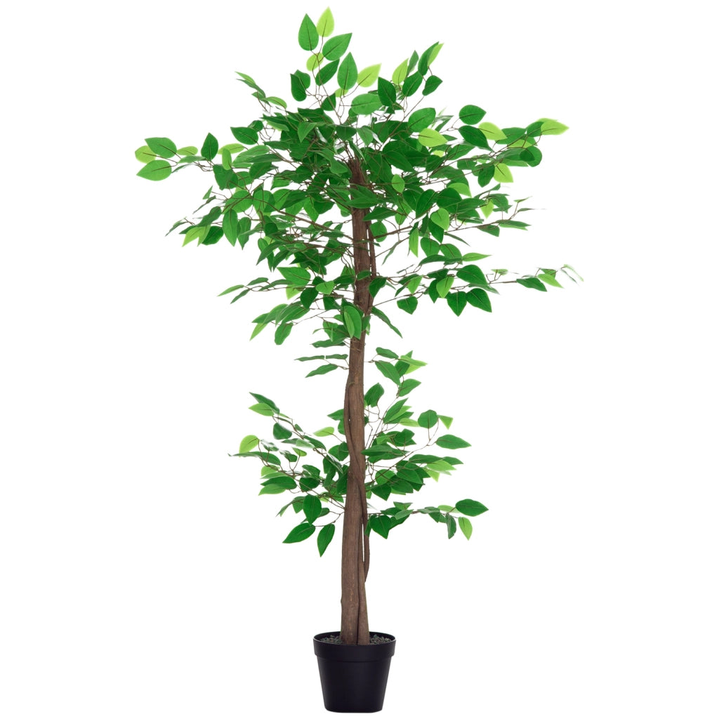 Pianta Artificiale Albero del T¨¨ con 546 Foglie Realistiche e Vaso Cemento 120 cm Verde
