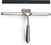 Douchewisser in acciaio inossidabile con 30,5 cm labbro di silicio e gancio ad aggancio alla parete, tiratore per docce, specchi, finestre e pulizia vetro, inclusa 1 copia di ricambio, finitura nichelata.
