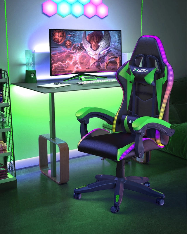 Sedia da gaming,Sedia da gaming professionale  con tecnologia LED RGB integrata, con poggiatesta, supporto lombare e braccioli