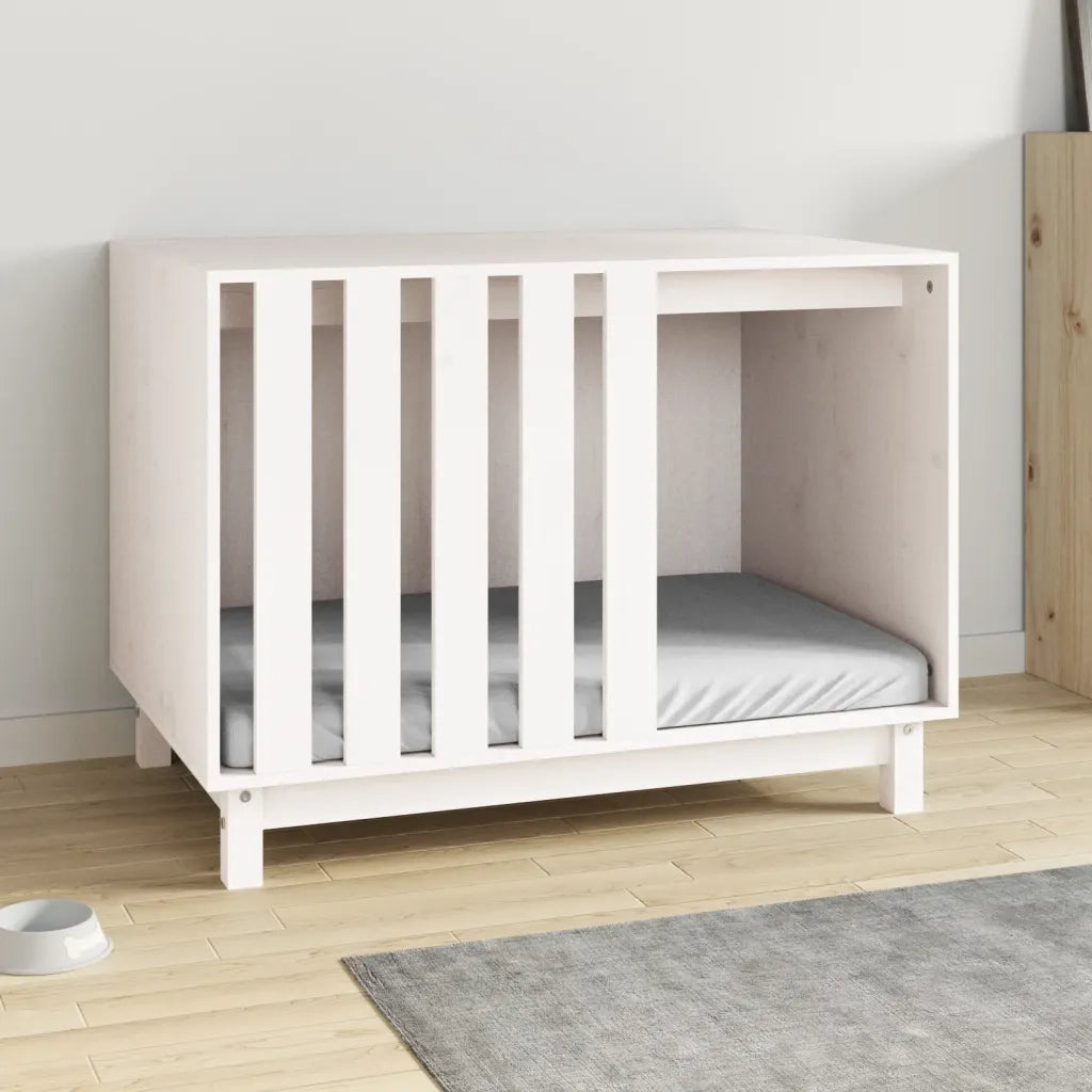 Casetta per Cani Bianca 90x60x67 cm in Legno Massello di Pino