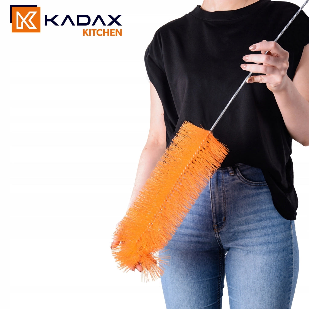 Spazzola KADAX per lavare palloncini, damigiane, contenitori in vetro da galloni, lunga 110 cm, flessibile.
