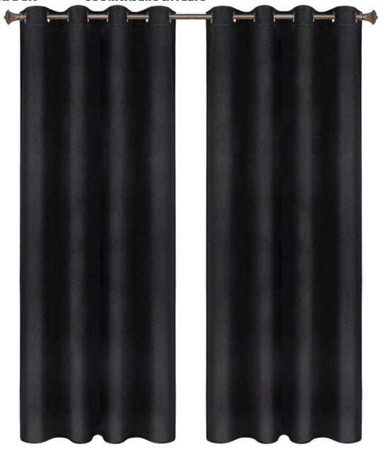 Set di tende Vida 2 pezzi - nero 140x225cm - oscuranti - con cinturino pieghevole - velluto isolante