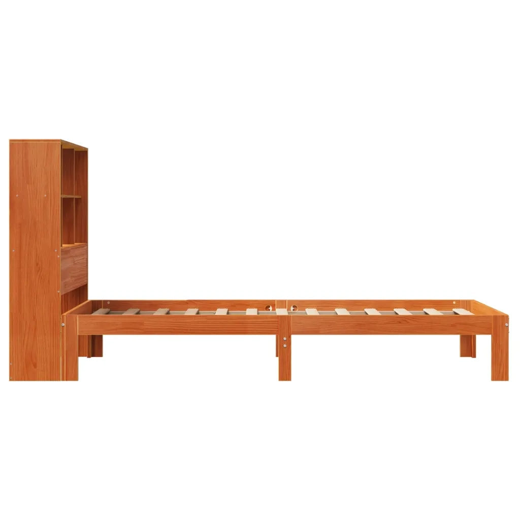 vidaXL Letto Libreria senza Materasso Marrone Cera 100x200 cm in Pino