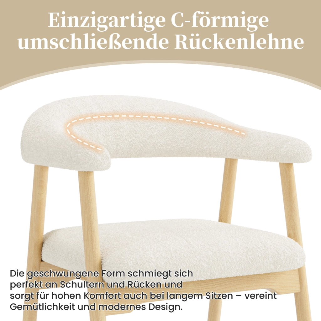 SEDIA da pranzo Set da 4 pezzi Bouclé e legno massello Naturale