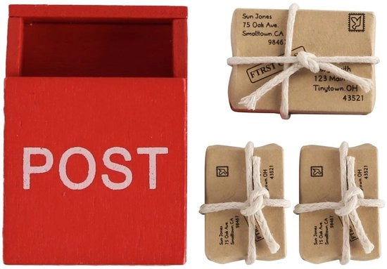 Set di Posta Miniaturo in Legno e Carta Decorativo - Accessori per Casa dei Bambini - Scena Miniaturo - Immagine Fissa - Peso Leggero 30 g - Accessori Miniaturo