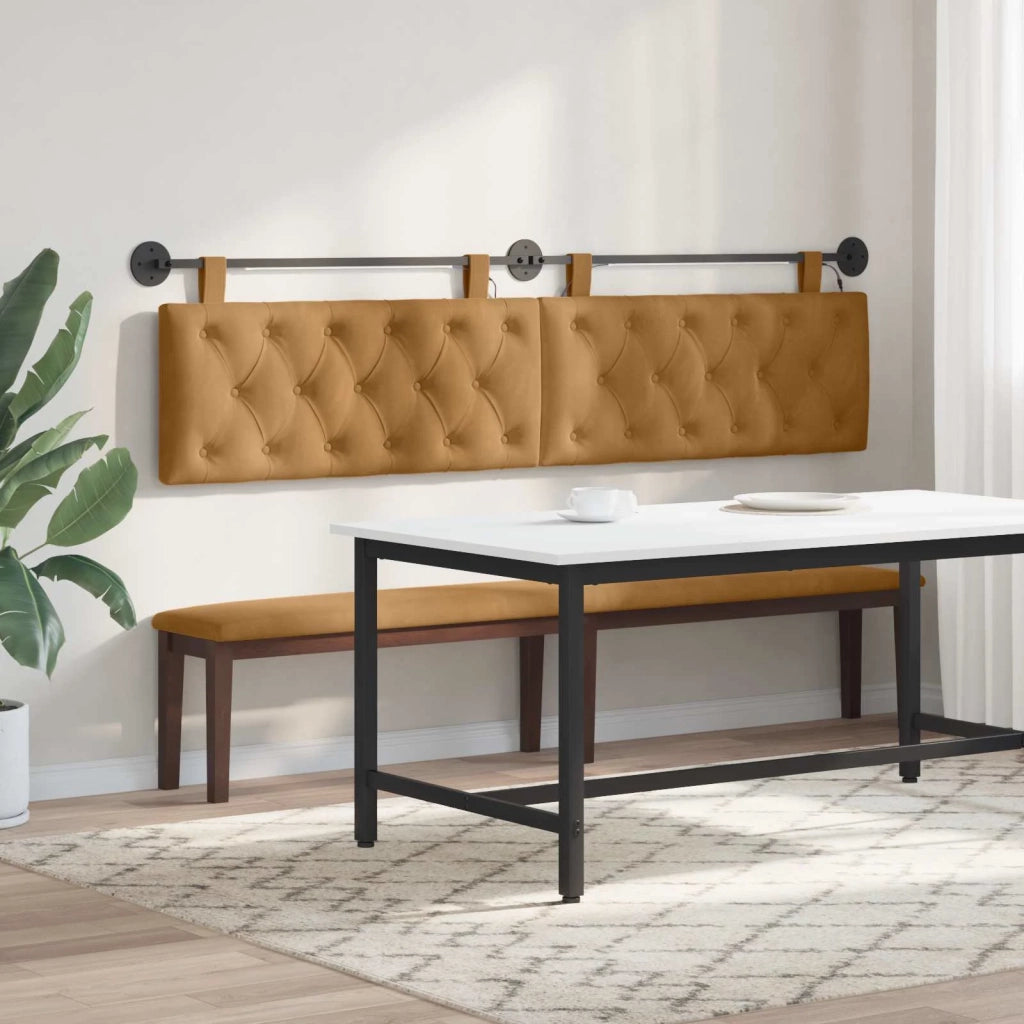 Testiera sospesa Con luce LED Marrone Velluto
