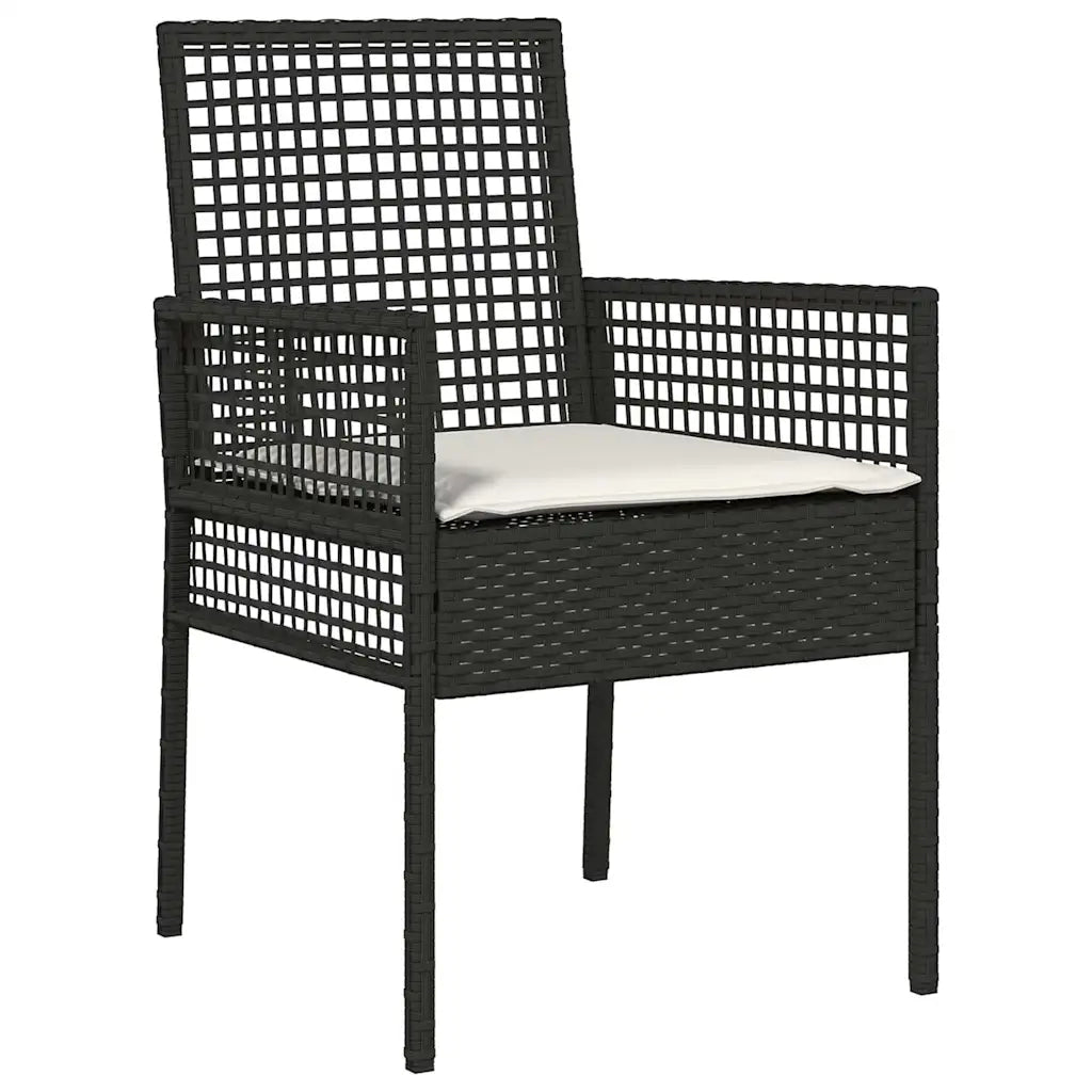 Set da Pranzo per Giardino con cuscino 7 pcs Nero polyrattan
