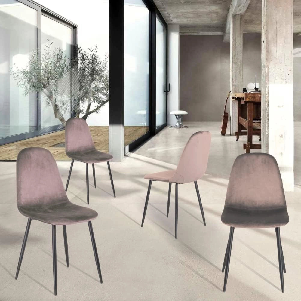 Sedia Poltroncina in Velluto Set 4pz, Sedie per Sala da Pranzo, Ristorante Fango
