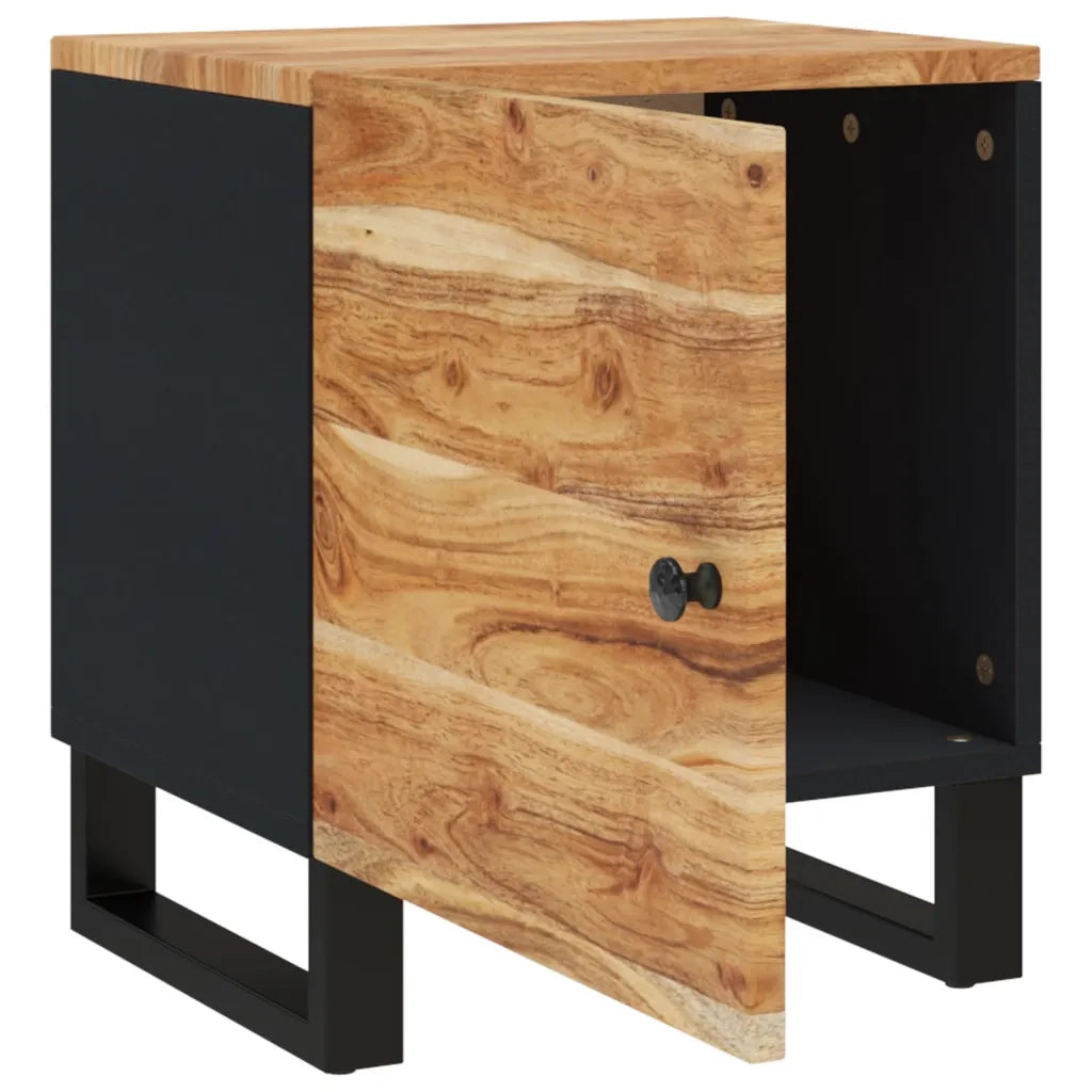 Comodino | Armadio da Notte | Mobiletto da notte 40x33x46 cm in Legno Massello di Acacia