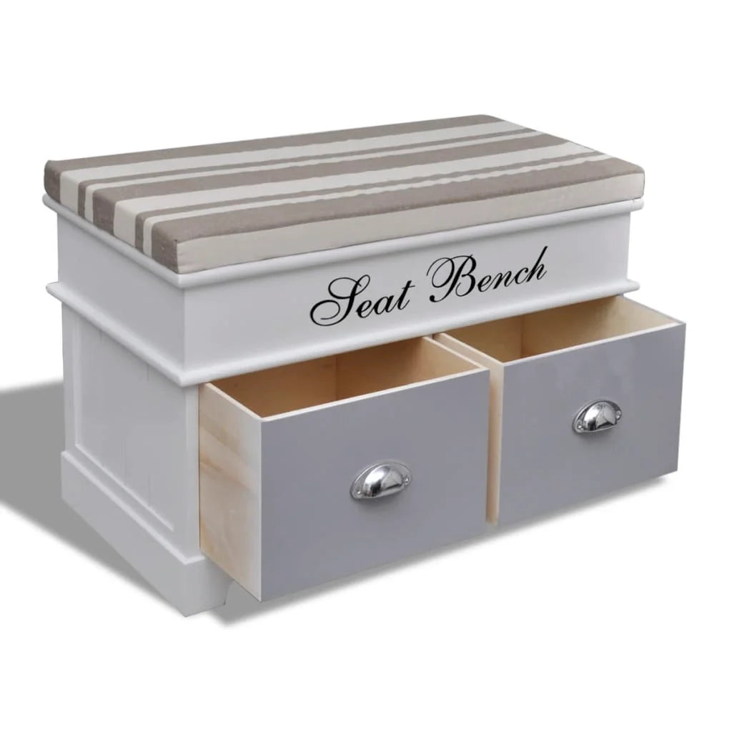 Panca da ingresso con contenitore cuscino grigio 2 cassetti bianchi 02_0021241