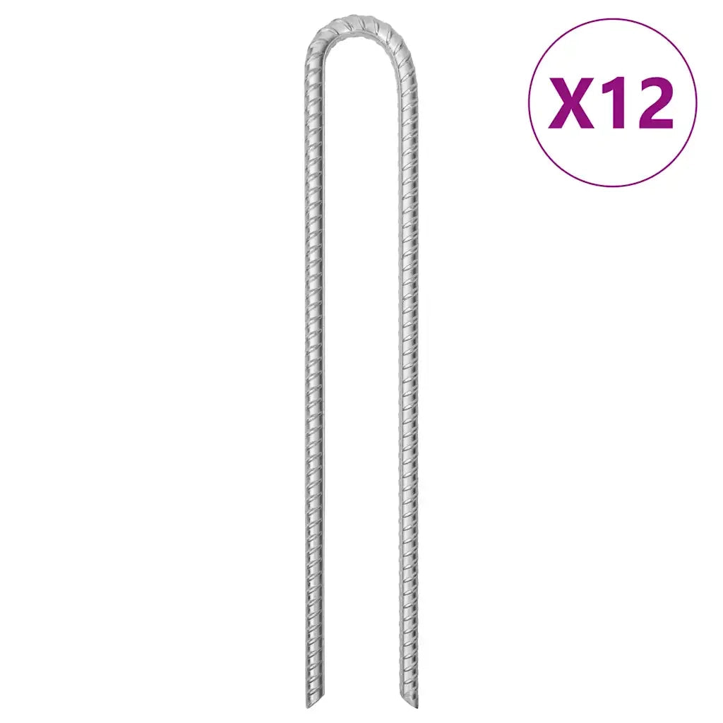 Picchetti Tenda 12 pz Forma di U 41,5 cm Ã˜12 mm Acciaio Zincato