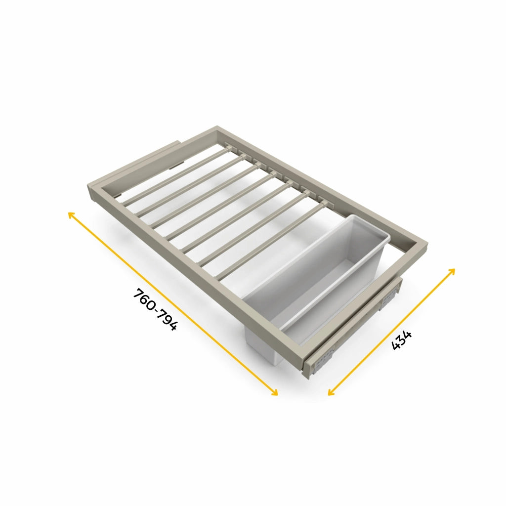 Kit 7 Aste Pantaloni e Vassoio per Armadio 800 mm in Acciaio Emuca Grigio Pietra