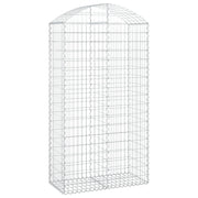 Cesto gabbione recinzione a gabbia muro di contenimento ad arco 100 x 50 x 180/200 cm ferro zincato argento 02_0039964