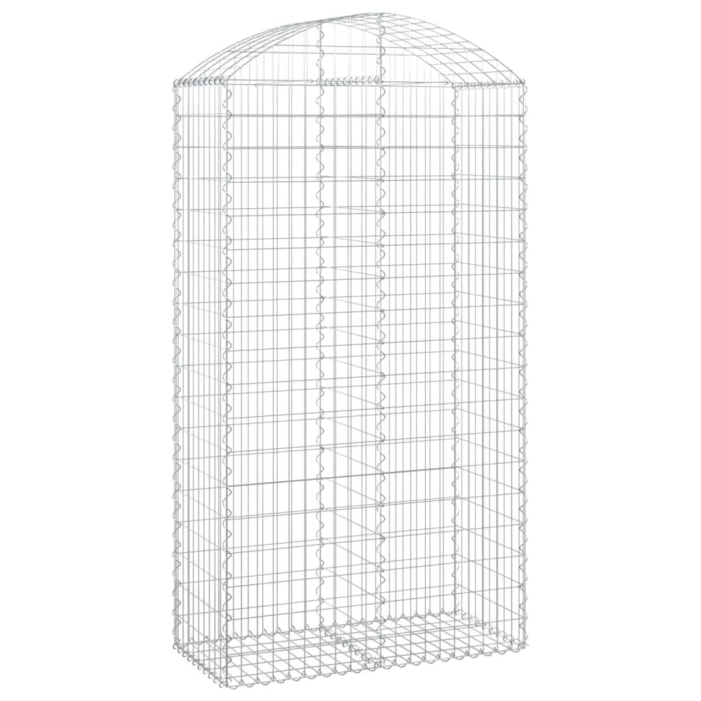 Cesto gabbione recinzione a gabbia muro di contenimento ad arco 100 x 50 x 180/200 cm ferro zincato argento 02_0039964