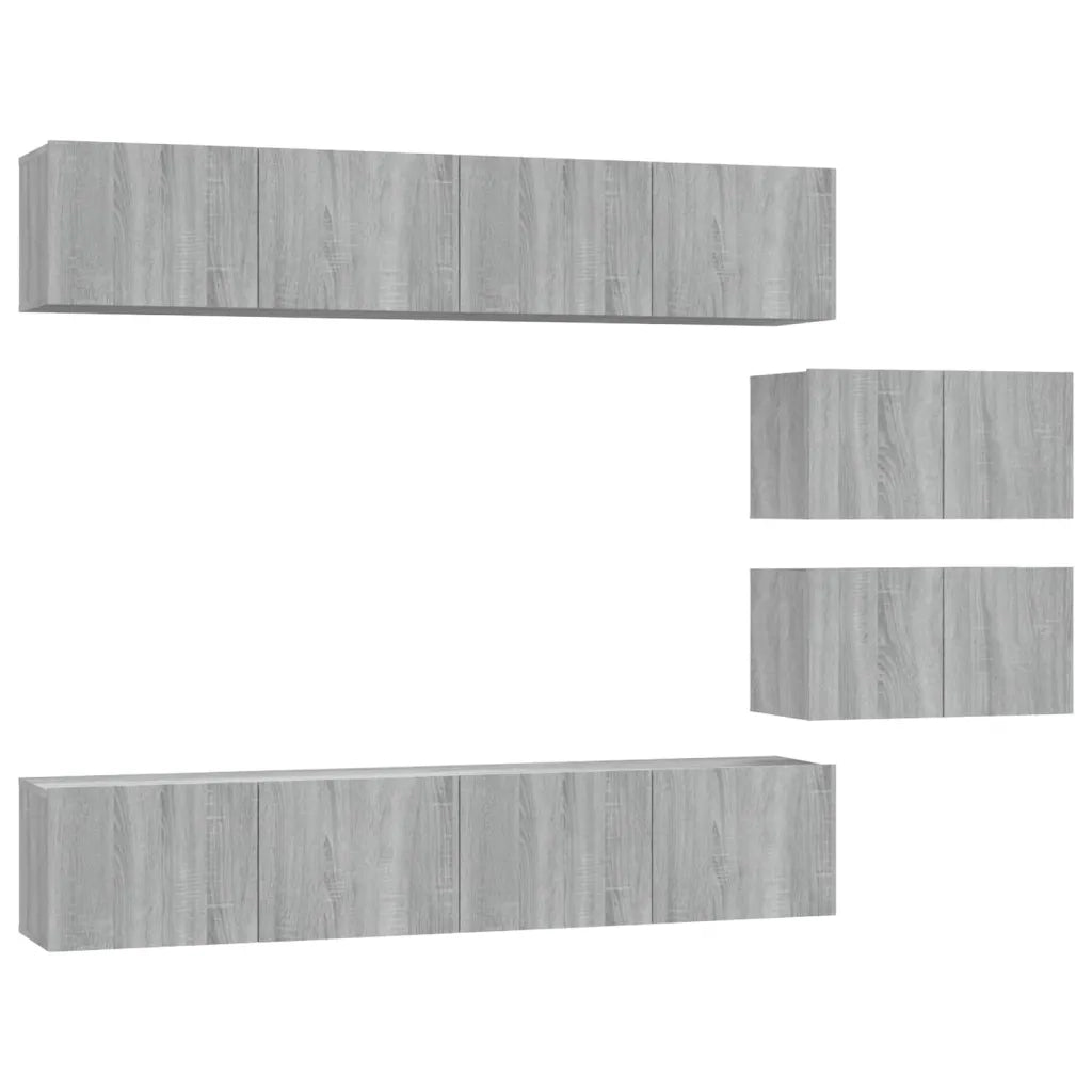 Set di Mobili Porta TV 6 pz Grigio Sonoma in Legno Multistrato