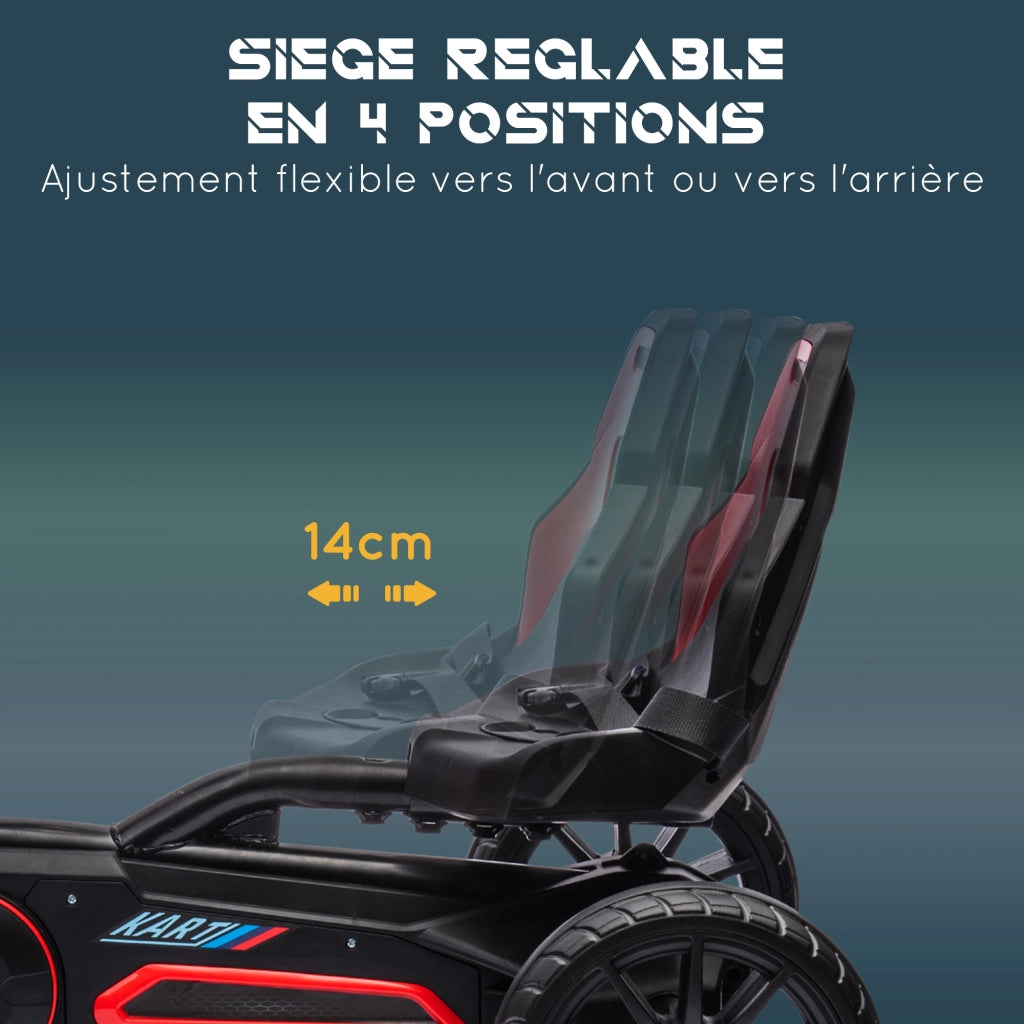 Kart a pedali per bambini con sedile regolabile ¨C Zephmum ¨C 100x58x58.5 cm rosso e nero