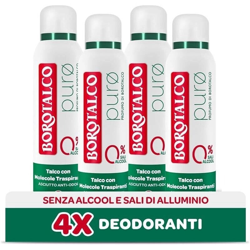 BOROTALCO SET 4 PZ DEO SPRAY 150 ML L'UNO NEW PURO 0 SALI 0 ALCOOL PROFUMO DI BOROTALCO